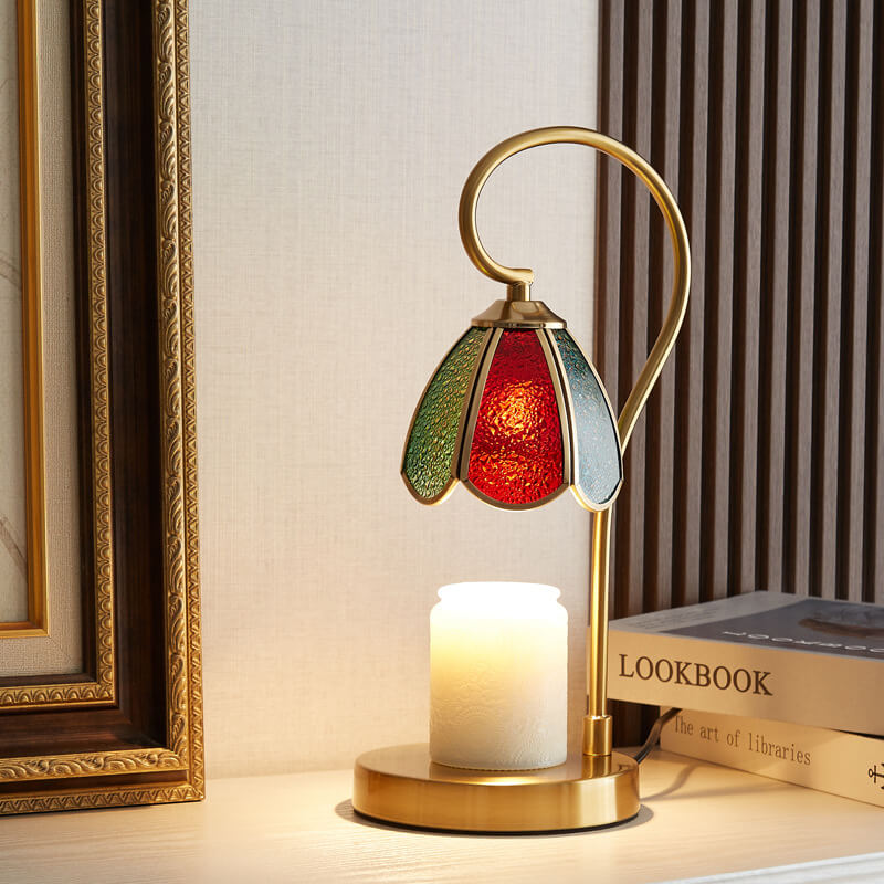 Stained Glass Flower Lampshade Table Lamp