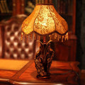 Peacock Flower Pattern Resin Table Lamp