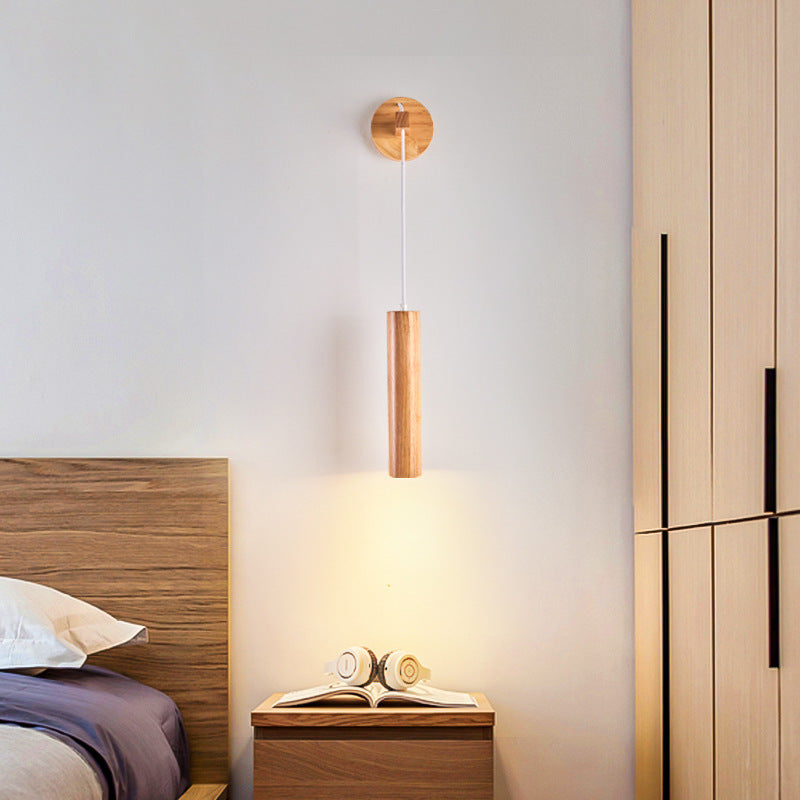 Long Strip Rubber Wood Wall Lamp