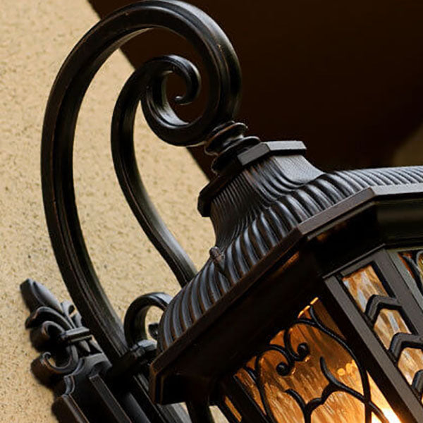 Carved Cage Aluminum Glass Outdoor Light