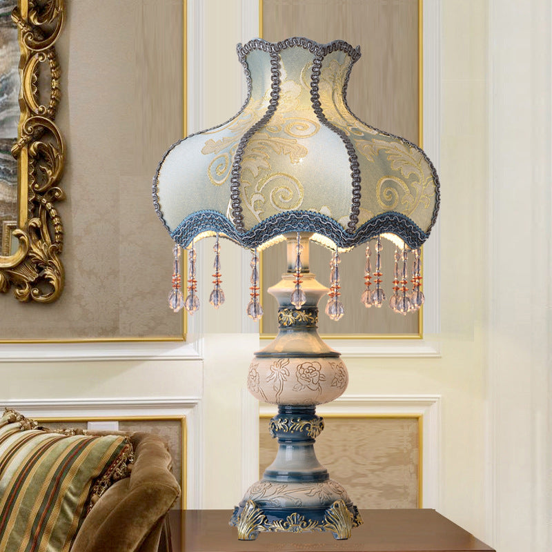 Carved Vase Fabric Resin Table Lamp