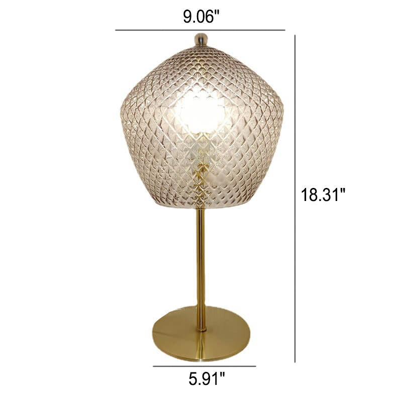 Smoke Gray Glass Metal Table Lamp