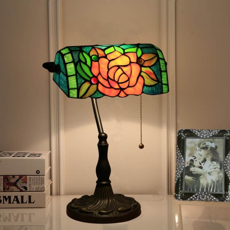 Blooming Flowers Stained Glass Table Lamp
