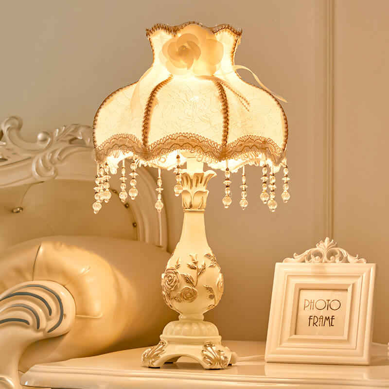 Carving Resin Fabric Alloy Table Lamp