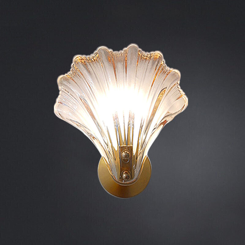 Scalloped Shell Amber Glass Wall Lamp
