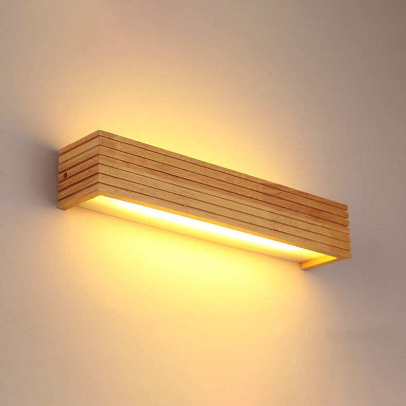 Striped Wood Cuboid Vanity Wall Lamp