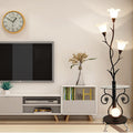 Floral Iron Glass Living 4-Light Floor Lamp