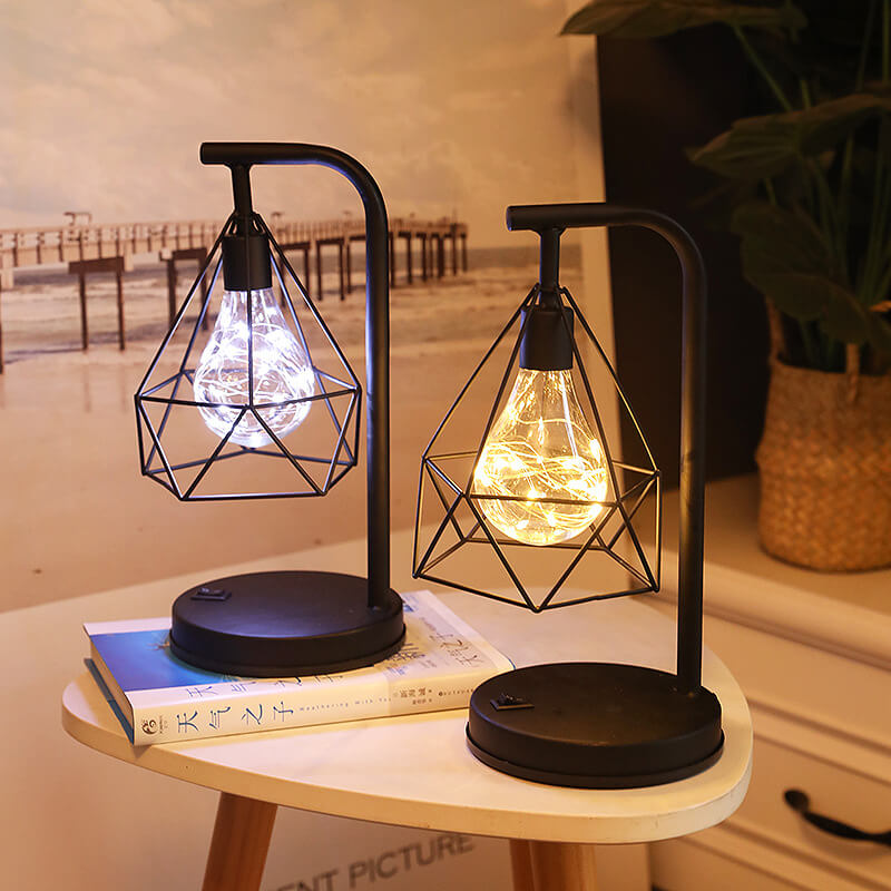 Decorative Diamond Iron Battery Table Lamp