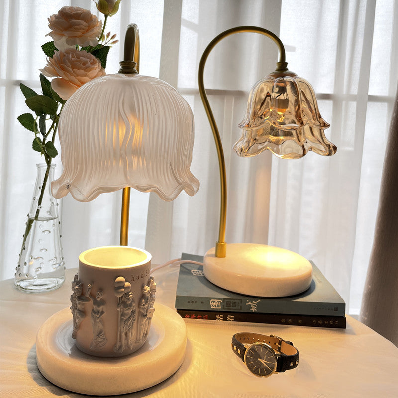 Flower Glass Marble Melting Table Lamp