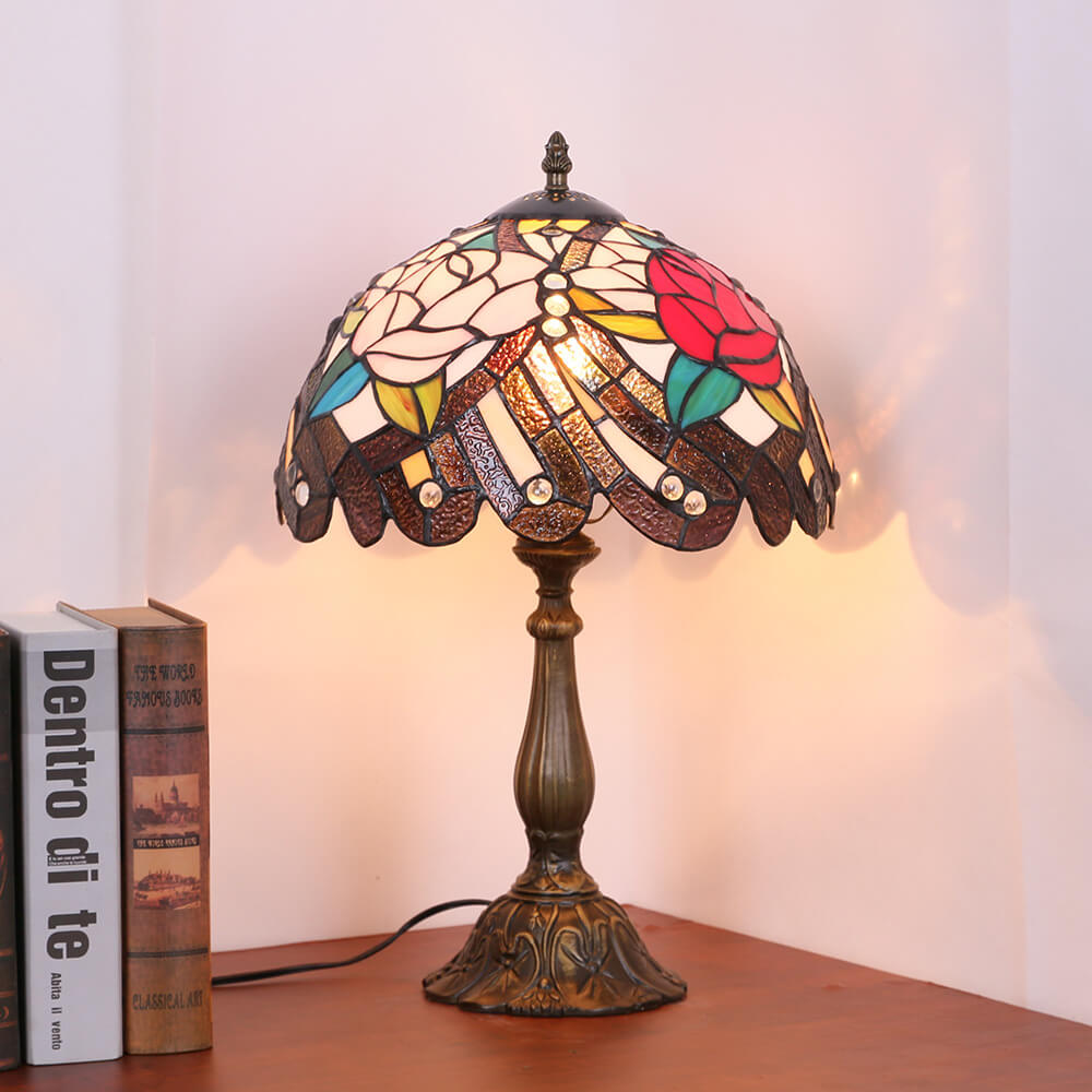 Peony Pattern Stained Glass Table Lamp
