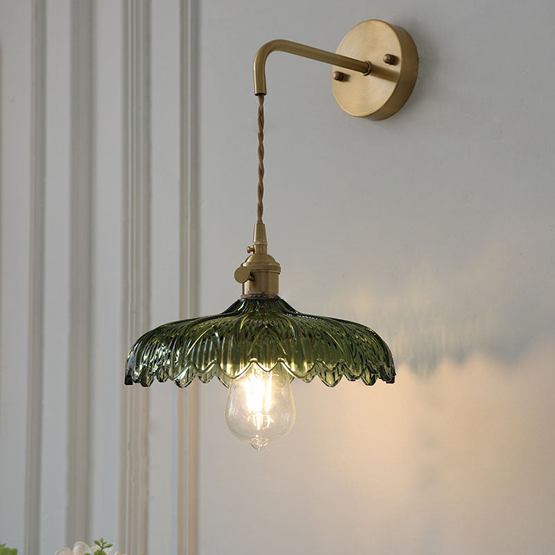 Iron Flower Glass Bedroom Wall Lamp