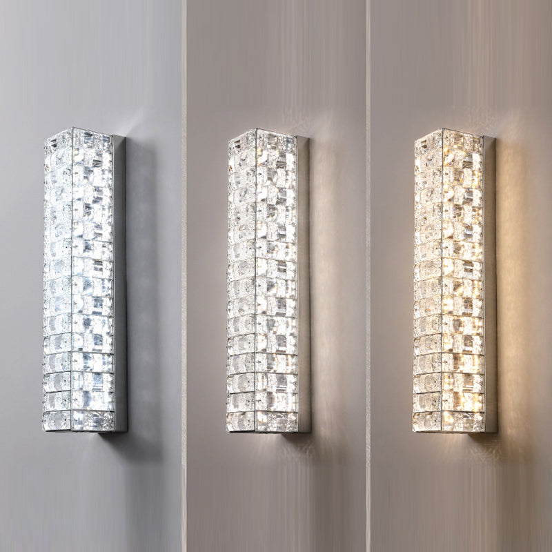 Rectangle Stainless Steel Crystal Wall Lamp