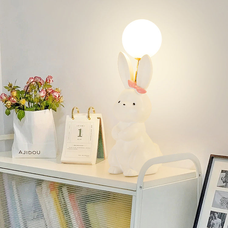 Rabbit Feather Orb Metal Table Lamp
