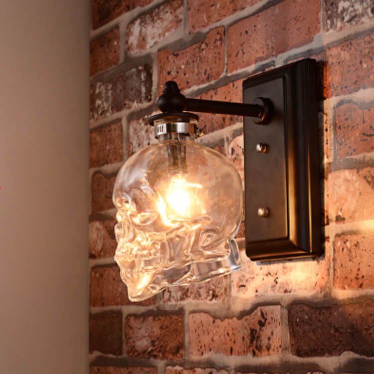 Round Skull Glass Iron Wall Lamp