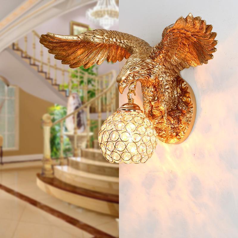 Resin Eagles Crystal Wall Lamp