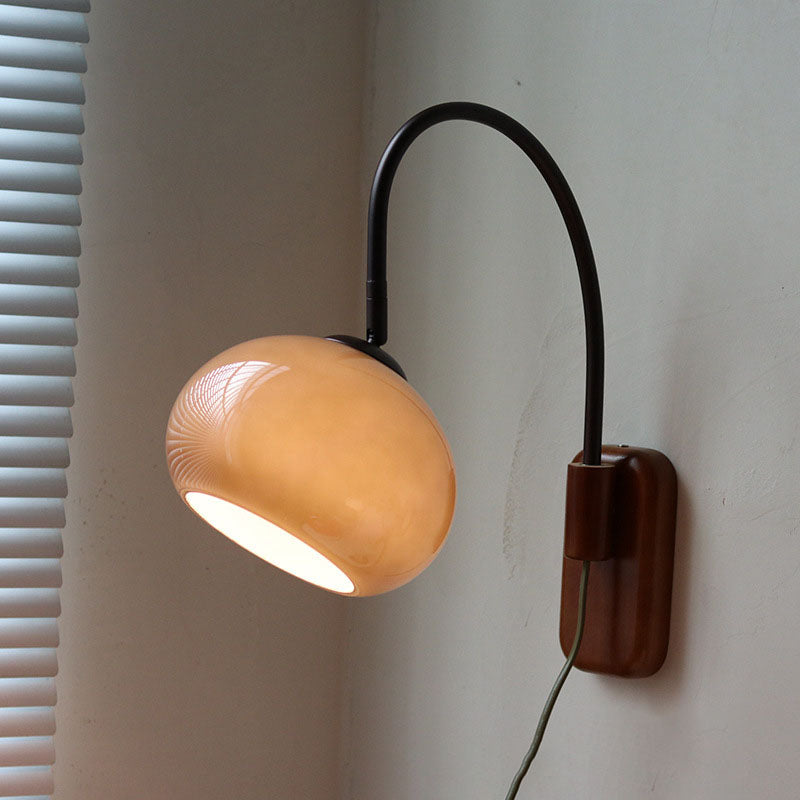 Minimal Glass Solid Wood Wall Lamp