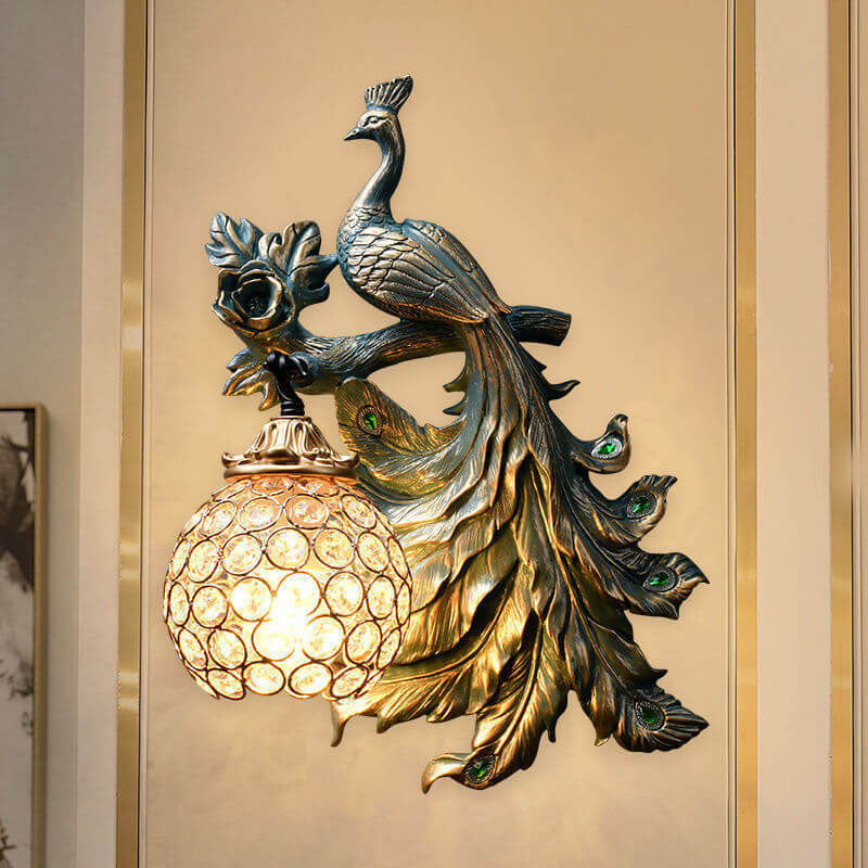 Peacock Resin Wall Lamp