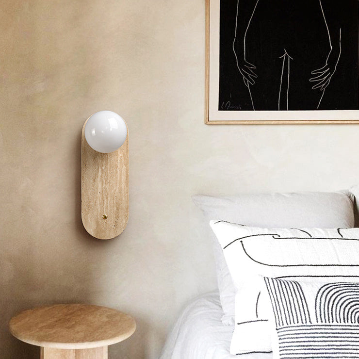 Round Oval Yellow Travertine Wall Lamp