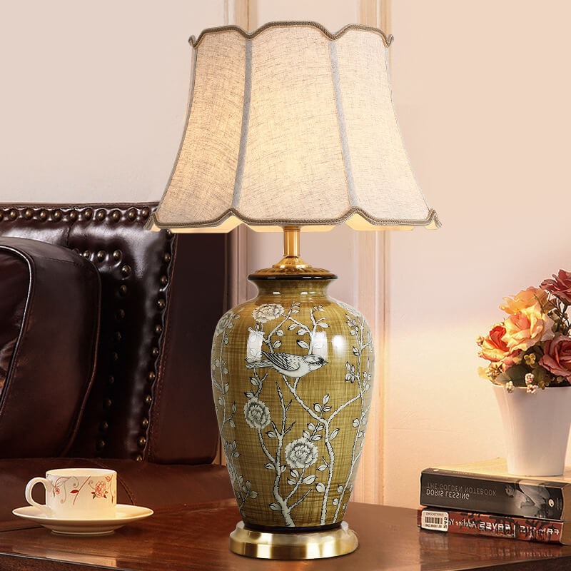 Ceramic Canvas Copper Table Lamp