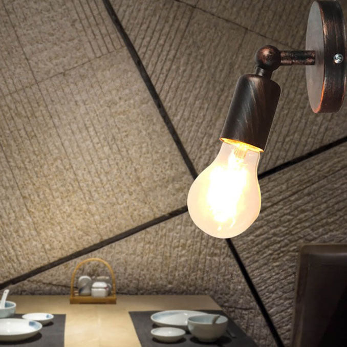 Iron Round Exposed Entryway Wall Lamp