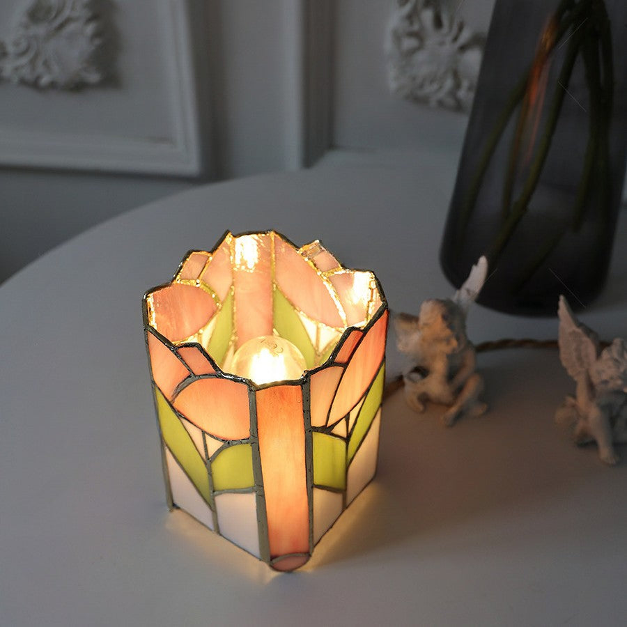 Square Glass Bedroom Table Lamp