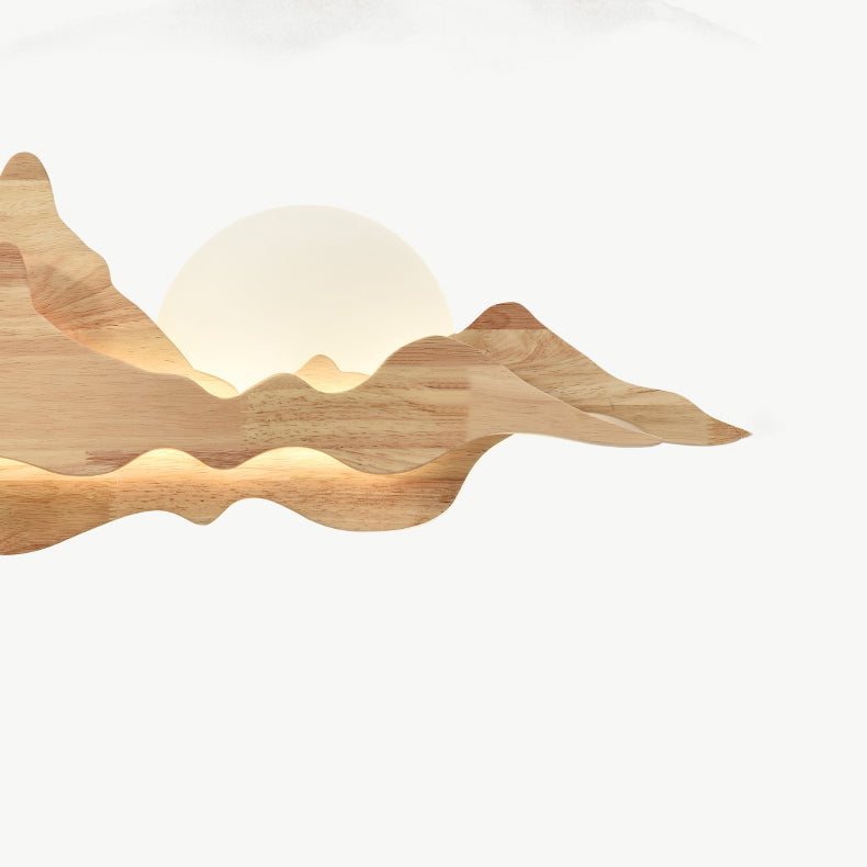 Round Mountain Shaped Wood Wall Lamp
