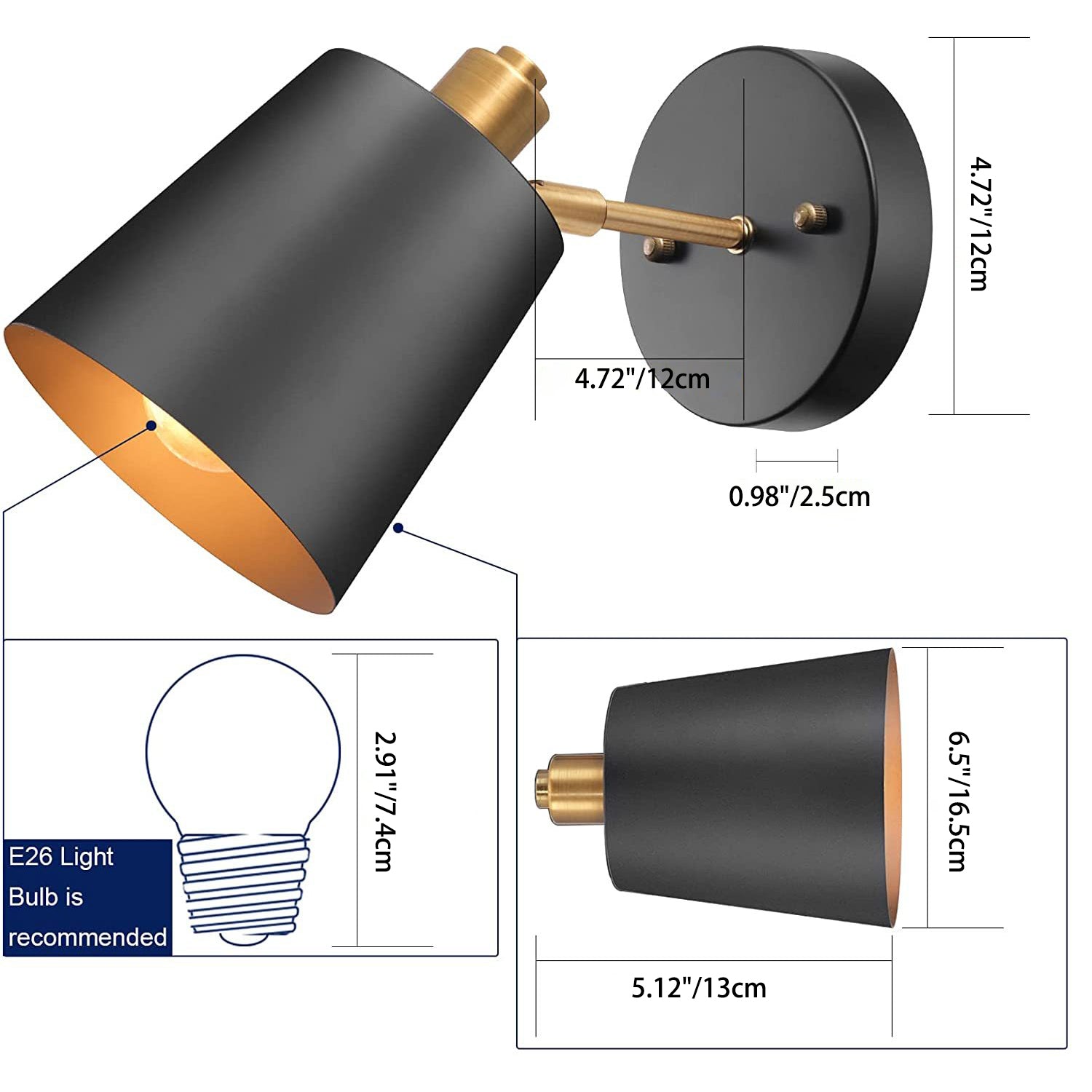 Cylinder Iron Bedroom Wall Lamp