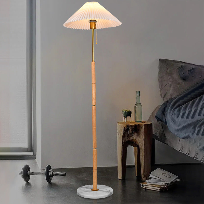 Plastic Pleated Conical Marble Floor Lamp