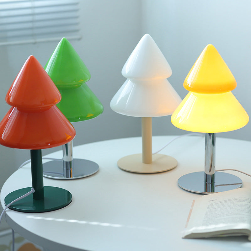 Iron Glass Christmas Tree Table Lamp