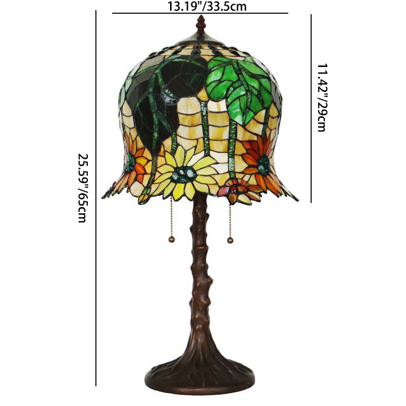 Pod-like Sunflower Pattern Iron 2-Light Table Lamp