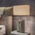 Fabric Cylinder Leather Column Table Lamp