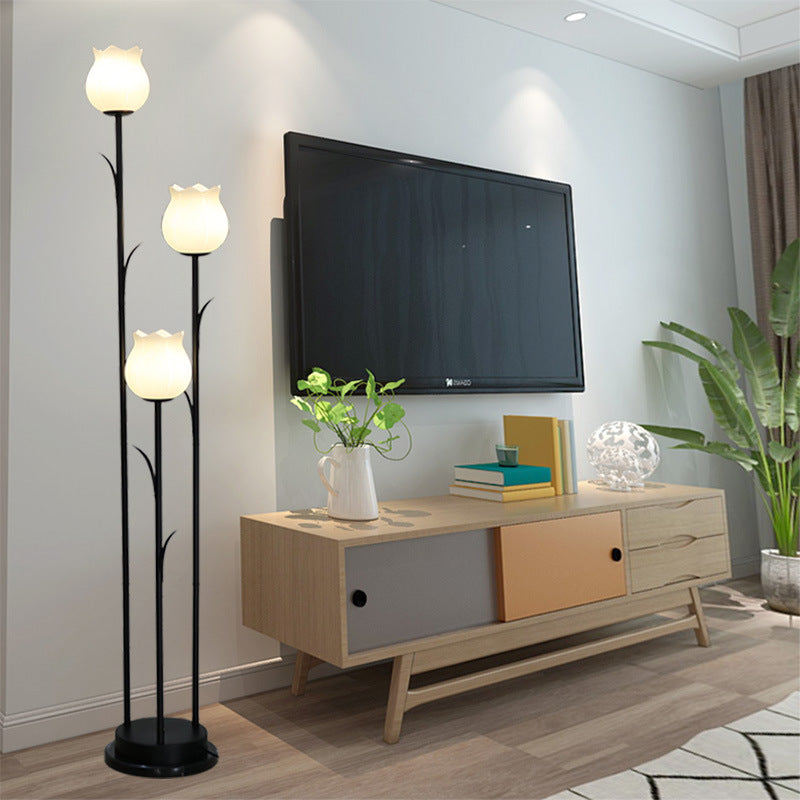 Contemporary Scandinavian Cylinder Flower 3-Light Floor