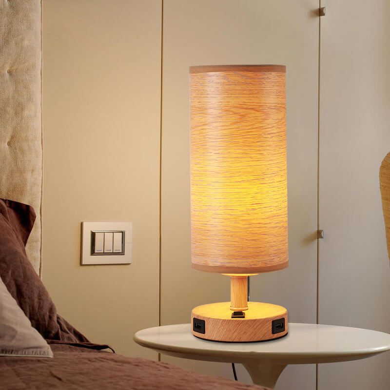 Wood Grain Fabric Table Lamp
