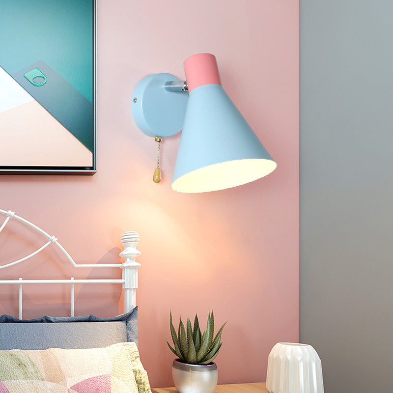 Blue Cone Reading Wall Lamp