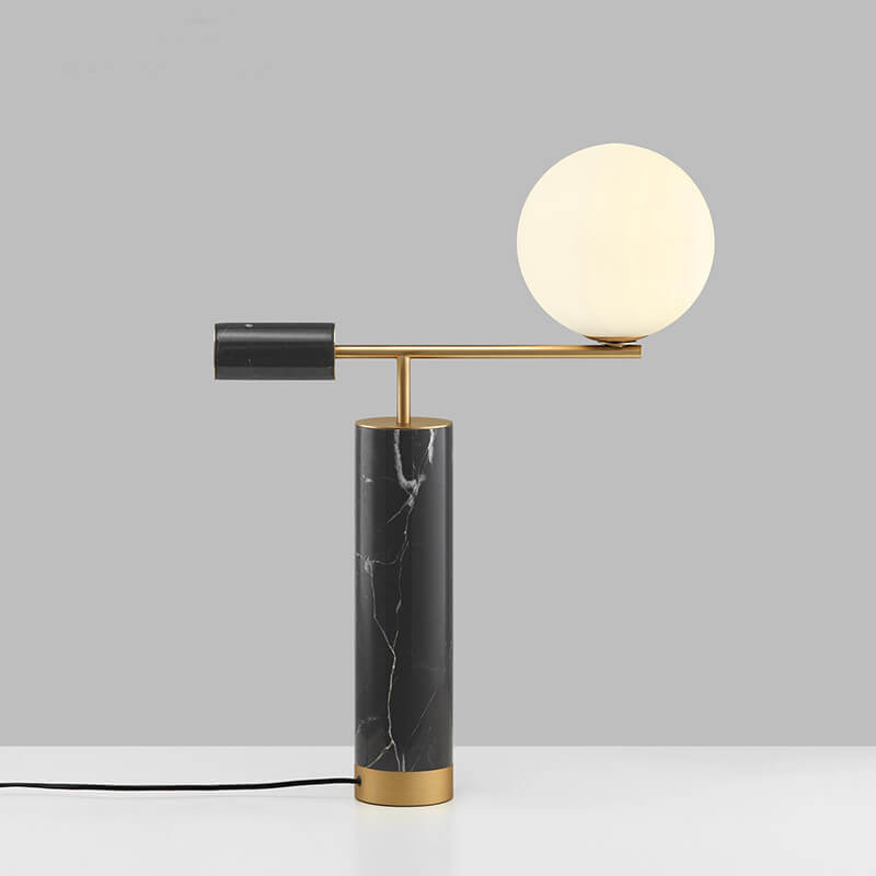 Marble Texture Cylindrical Glass Table Lamp