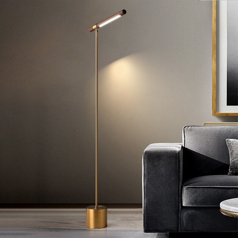 Nordic Minimalist Imitation Walnut Floor Lamp