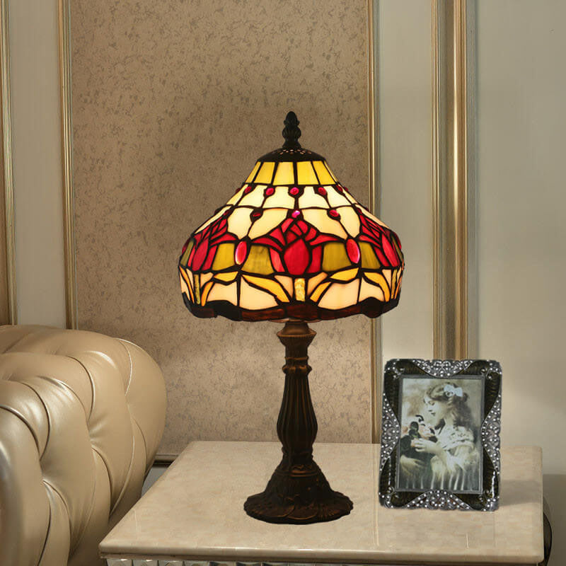 Tulip Stained Glass Cone Table Lamp