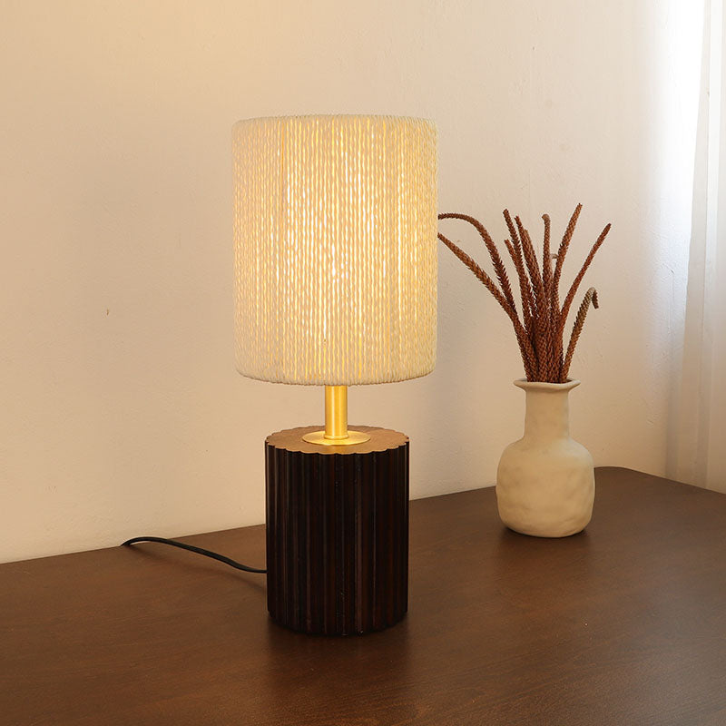 Column Wood Paper Rope Table Lamp