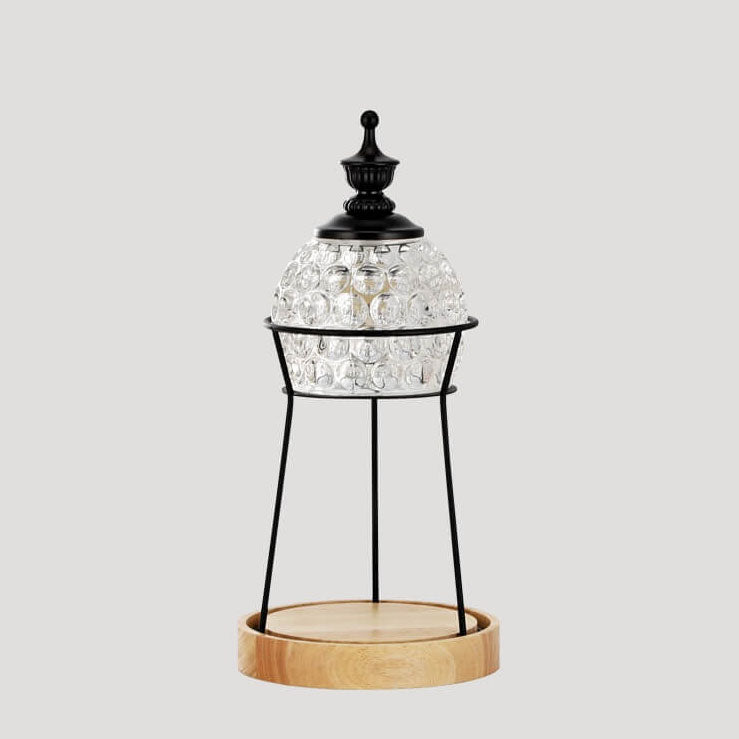 Wooden Crystal Melting Wax 2-Light Table Lamp