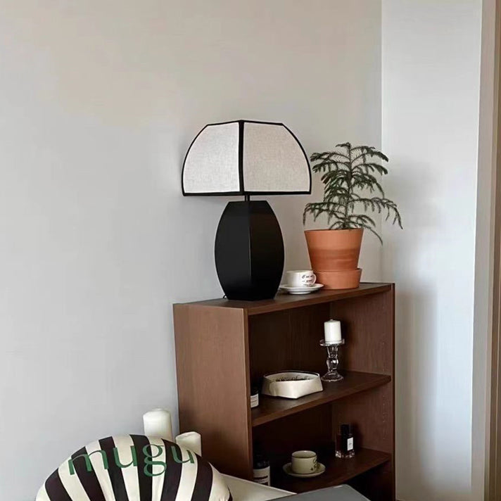 Quadrilateral Column Iron Fabric Table Lamp
