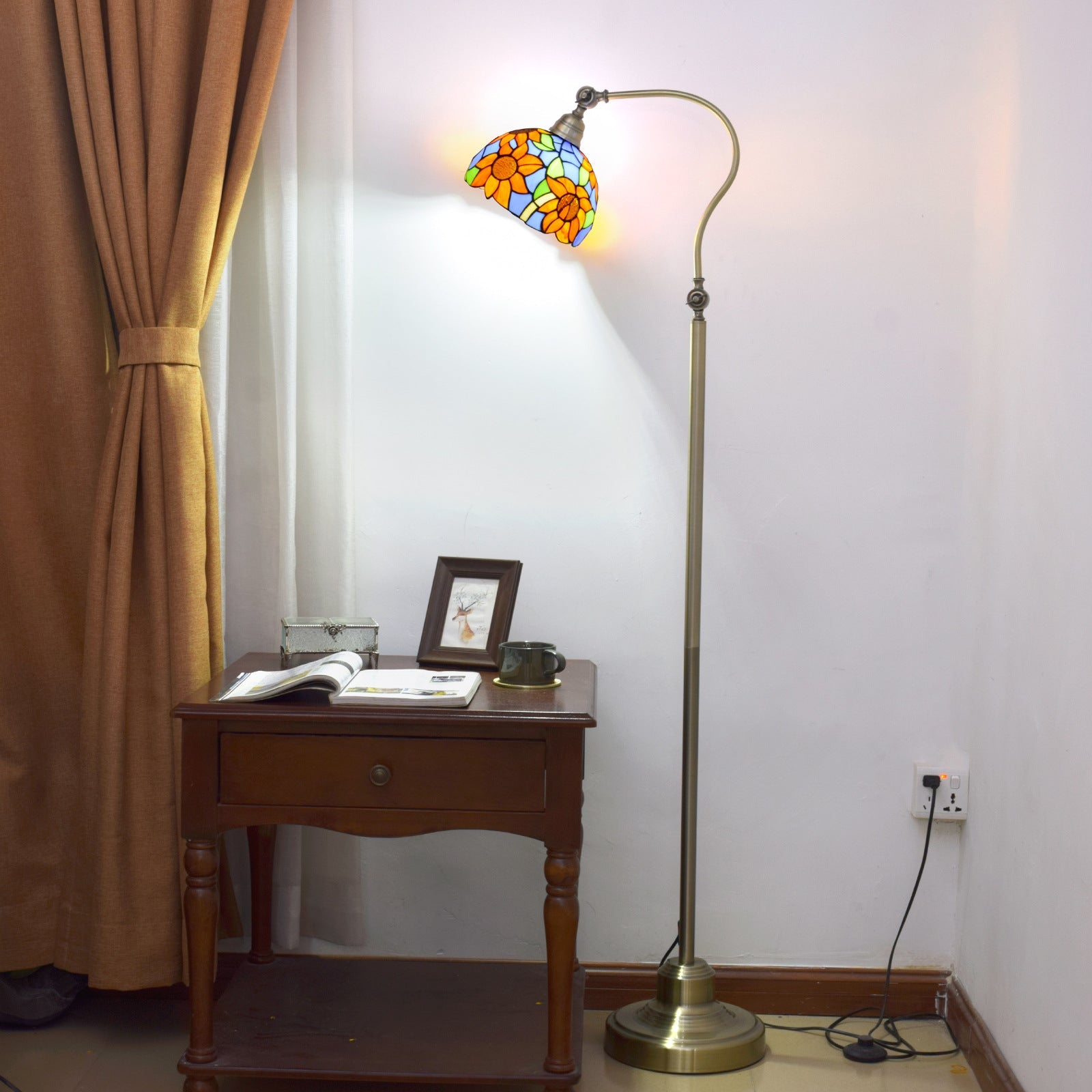 Iron Glss Dome Round Floor Lamp