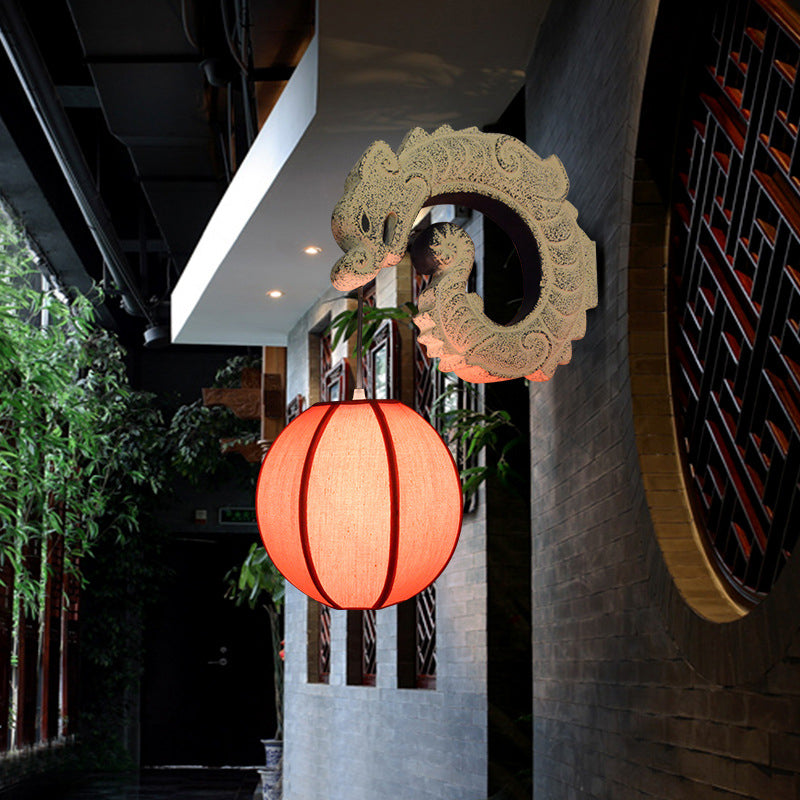 Classical Fabric Lantern Resin Wall Lamp