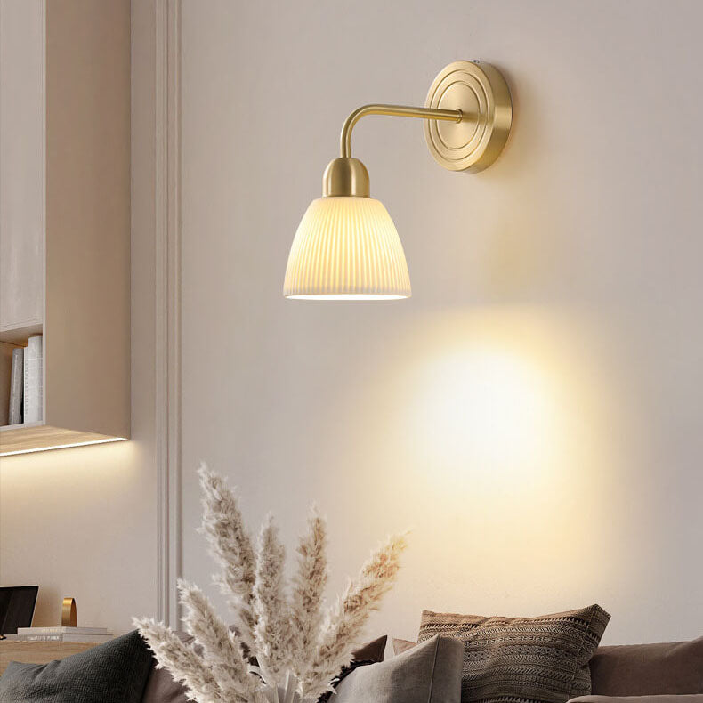 Striped Ceramic Round Jar Wall Lamp