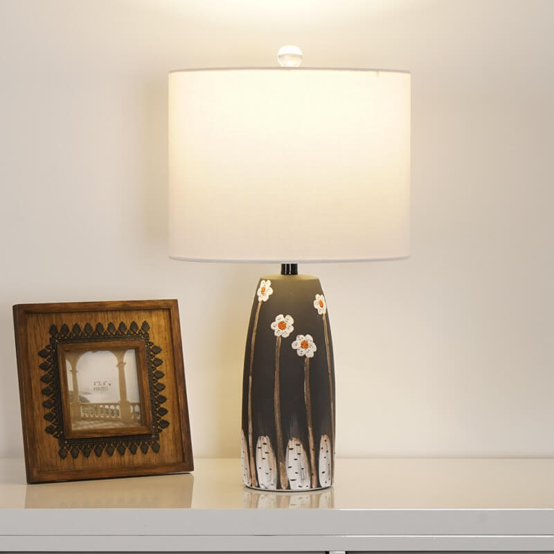 Plum Blossom Ceramic Fabric Table Lamp