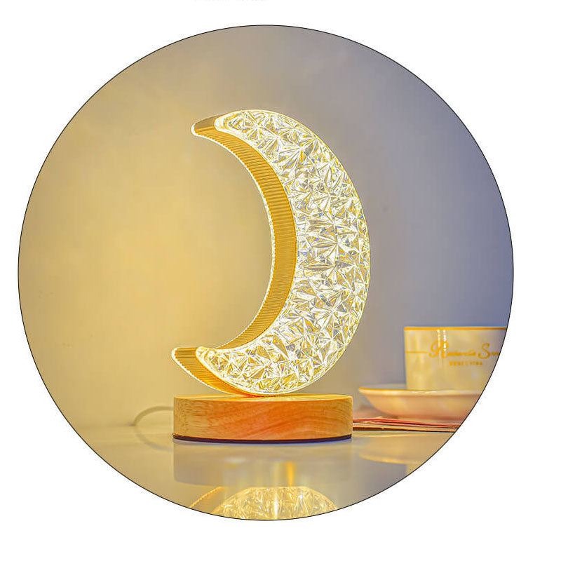 Acrylic Moon Star Wood Table Lamp