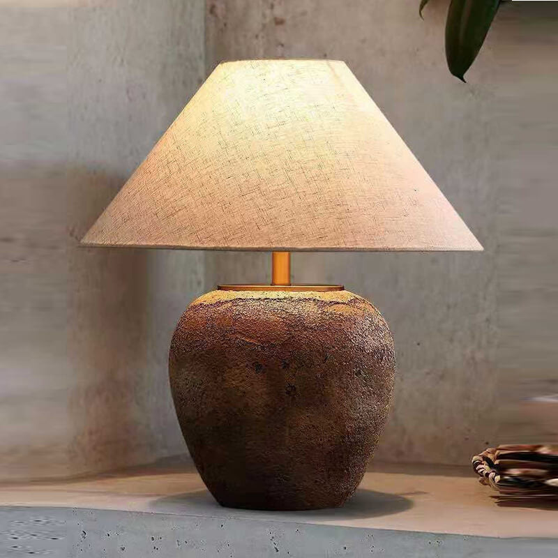 Fabric Ceramic Jar Table Lamp