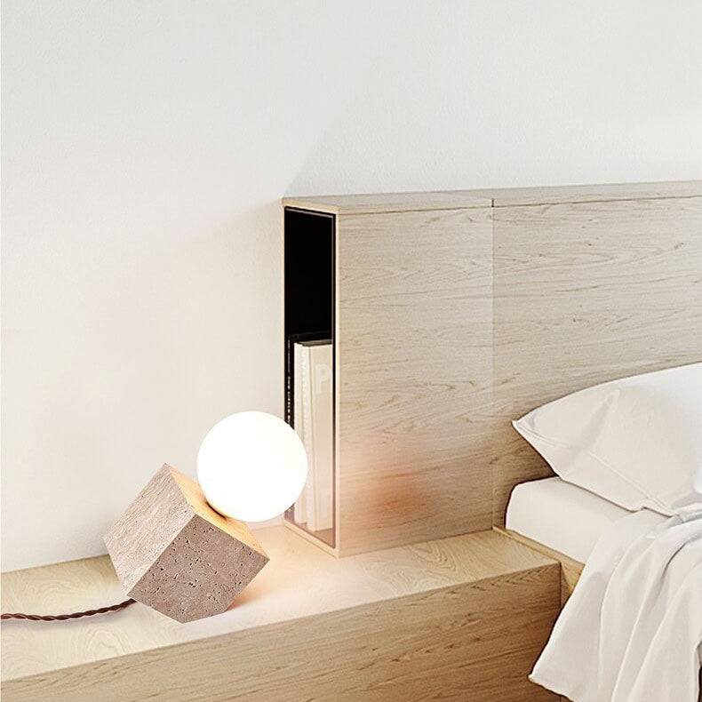 Nostalgic Yellow Travertine Inclined Table Lamp