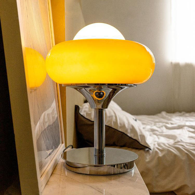 Silver Finish Frame Custard Table Lamp