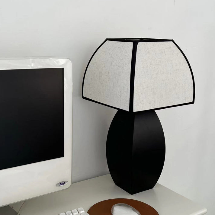 Quadrilateral Column Iron Fabric Table Lamp