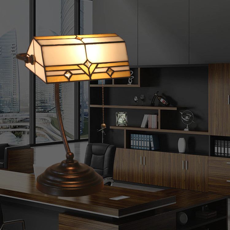 Plaid Trapezoidal Stained Glass Table Lamp